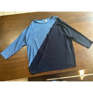 Chicos Travelers Color Block Top Women 4 Artsy Stretch Comfy Trip Cruise Slinky